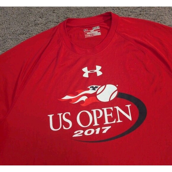 Under Armour 2017 US Open Tennis NYC Red T-Shirt Men's Medium - Picture 3 of 7